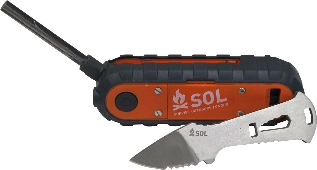 SOL Phoenix Multi-Purpose Survival Tool with Flint, Knife, Flashlight, and Whistle